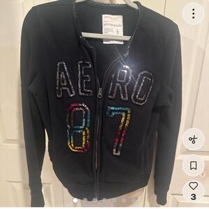 Y2K Aeropostale black sequin hoodie size large